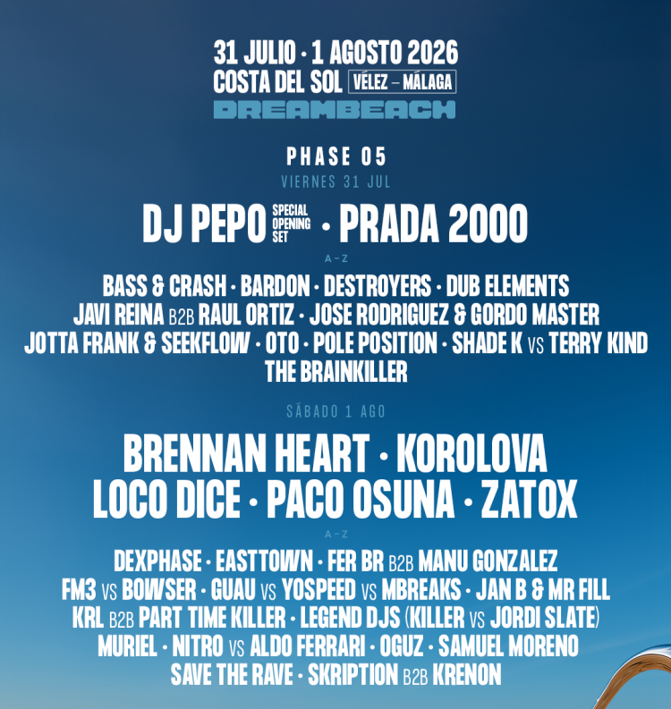 Dreambeach cierra su cartel para su estreno en la Costa del Sol con Loco Dice, Paco Osuna, Brennan Heart, Korolova y DJ Pepo